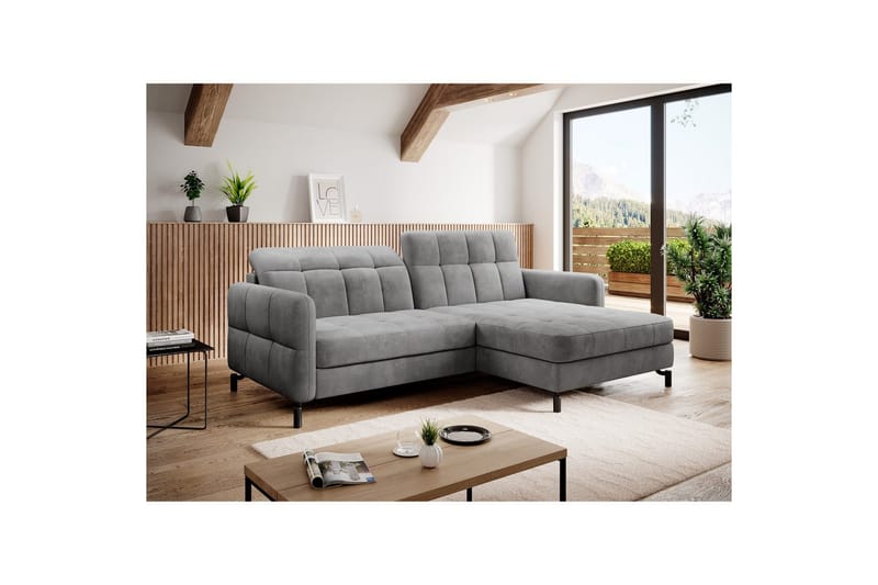 Seksjon Eltap Lorelle 225x160x105 cm - Monolith 84, Lys grå, Høyre - Møbler - Sofaer - Sovesofaer