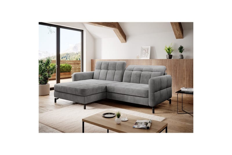 Seksjon Eltap Lorelle 225x160x105 cm - Monolith 84, Lys grå, Venstre - Møbler - Sofaer - Sovesofaer
