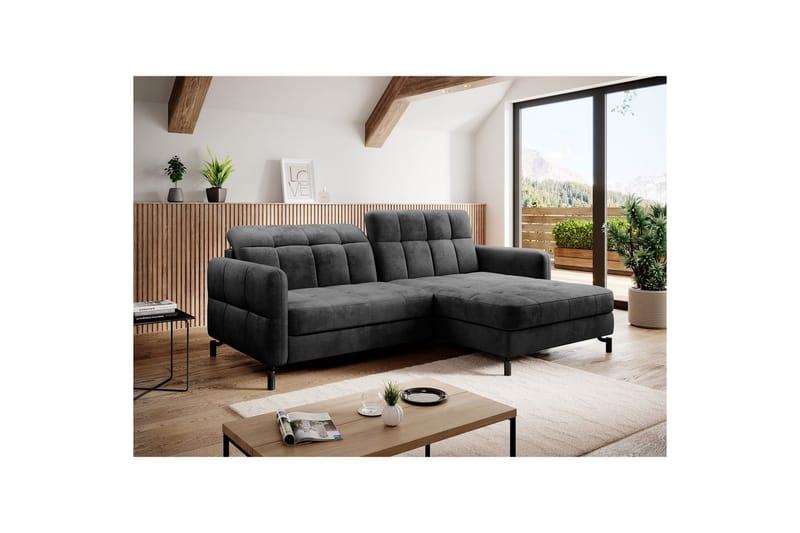 Seksjon Eltap Lorelle 225x160x105 cm - Monolith 97, Mørk Grå, Høyre - Møbler - Sofaer - Sovesofaer