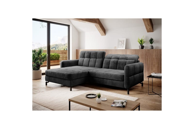 Seksjon Eltap Lorelle 225x160x105 cm - Monolith 97, Mørk Grå, Venstre - Møbler - Sofaer - Sovesofaer