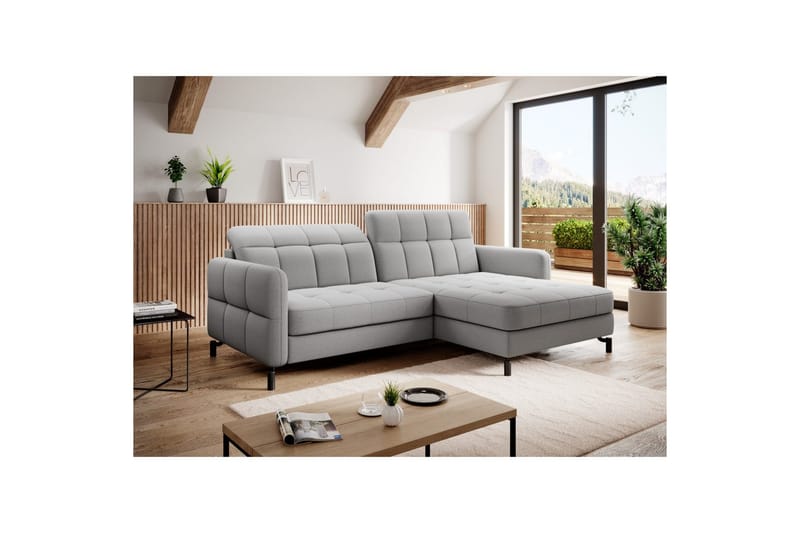 Seksjon Eltap Lorelle 225x160x105 cm - Omega 02, Grå, Høyre - Møbler - Sofaer - Sovesofaer