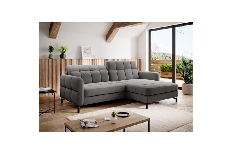 Seksjon Eltap Lorelle 225x160x105 cm - Omega 13, Mørk Grå, Høyre - Møbler - Sofaer - Sovesofaer