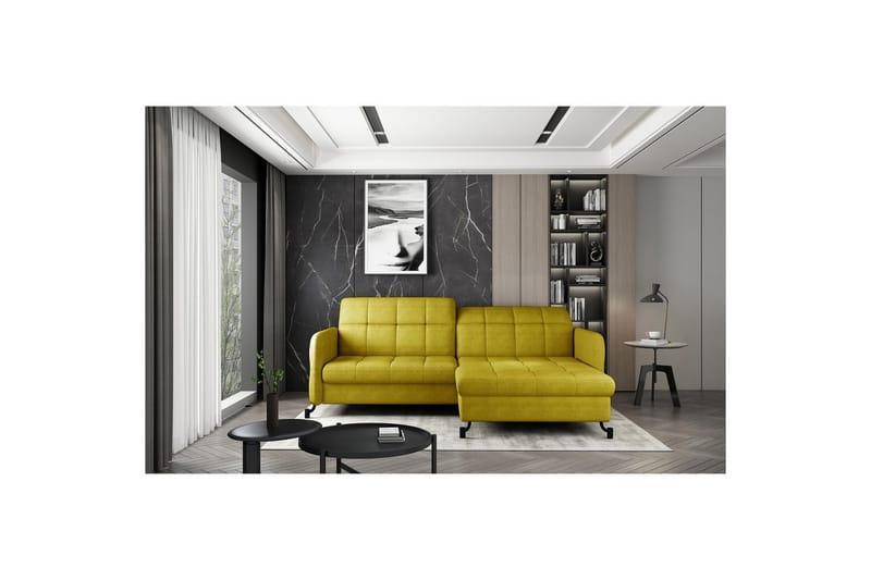 Seksjon Eltap Lorelle 225x160x105 cm - Omega 68, Gul, Høyre - Møbler - Sofaer - Sovesofaer