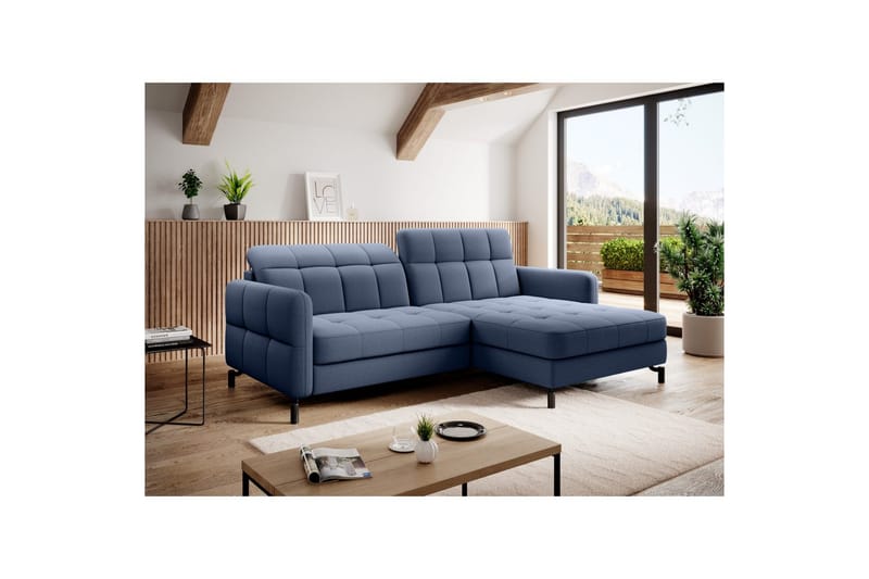 Seksjon Eltap Lorelle 225x160x105 cm - Omega 86, Blå, Høyre - Møbler - Sofaer - Sovesofaer