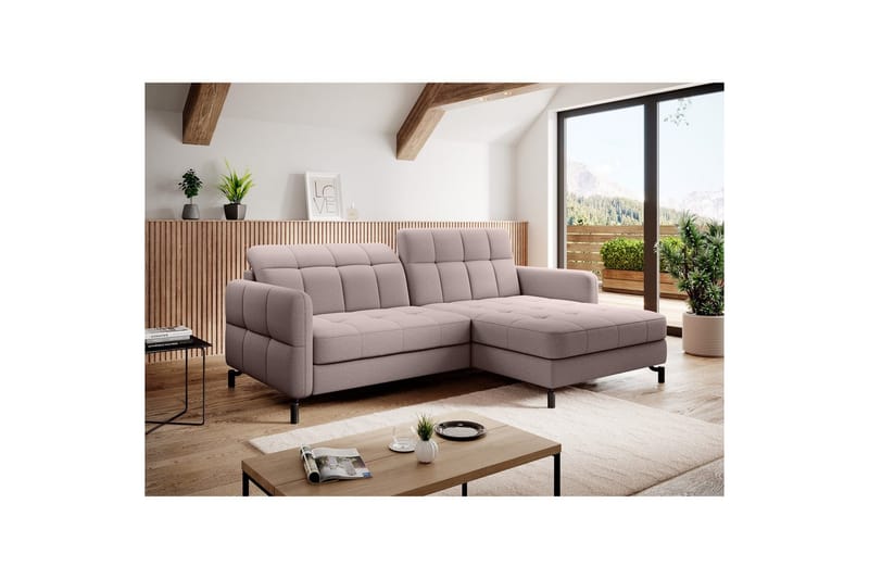 Seksjon Eltap Lorelle 225x160x105 cm - Omega 91, Rosa, Høyre - Møbler - Sofaer - Sovesofaer