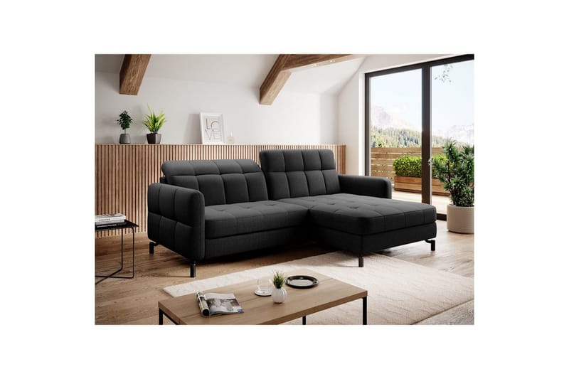 Seksjon Eltap Lorelle 225x160x105 cm - Sawana 14, Svart, Høyre - Møbler - Sofaer - Sovesofaer