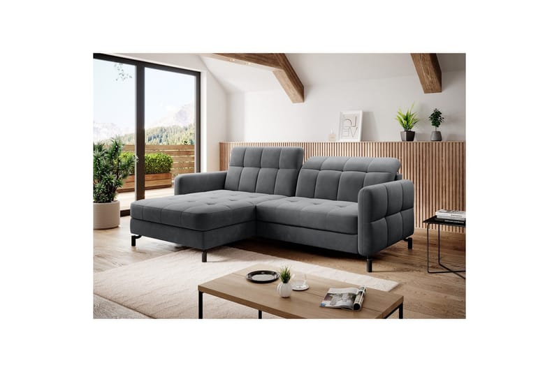 Seksjon Eltap Lorelle 225x160x105 cm - Paros 06, Grå, Venstre - Møbler - Sofaer - Sovesofaer
