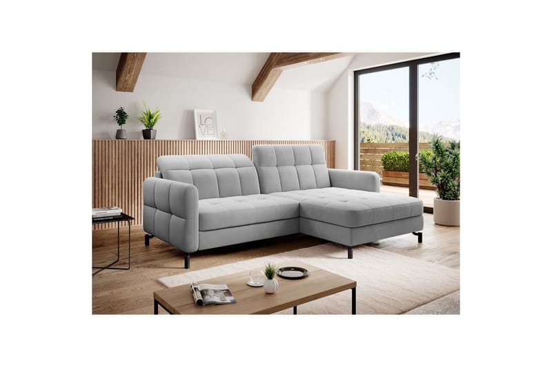Seksjon Eltap Lorelle 225x160x105 cm - Paros 05, Lysegrå, Høyre - Møbler - Sofaer - Sovesofaer