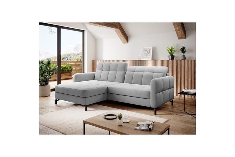 Seksjon Eltap Lorelle 225x160x105 cm - Paros 05, Lysegrå, Venstre - Møbler - Sofaer - Sovesofaer