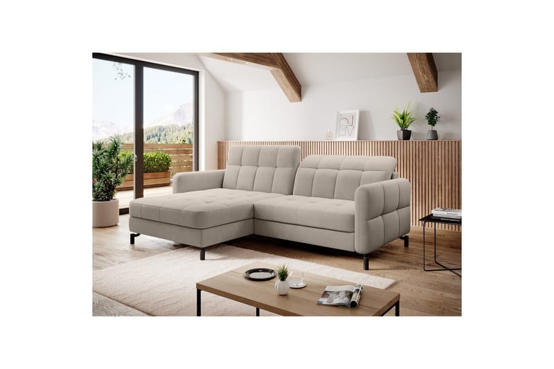 Seksjon Eltap Lorelle 225x160x105 cm - Paros 02, Beige, Venstre - Møbler - Sofaer - Sovesofaer