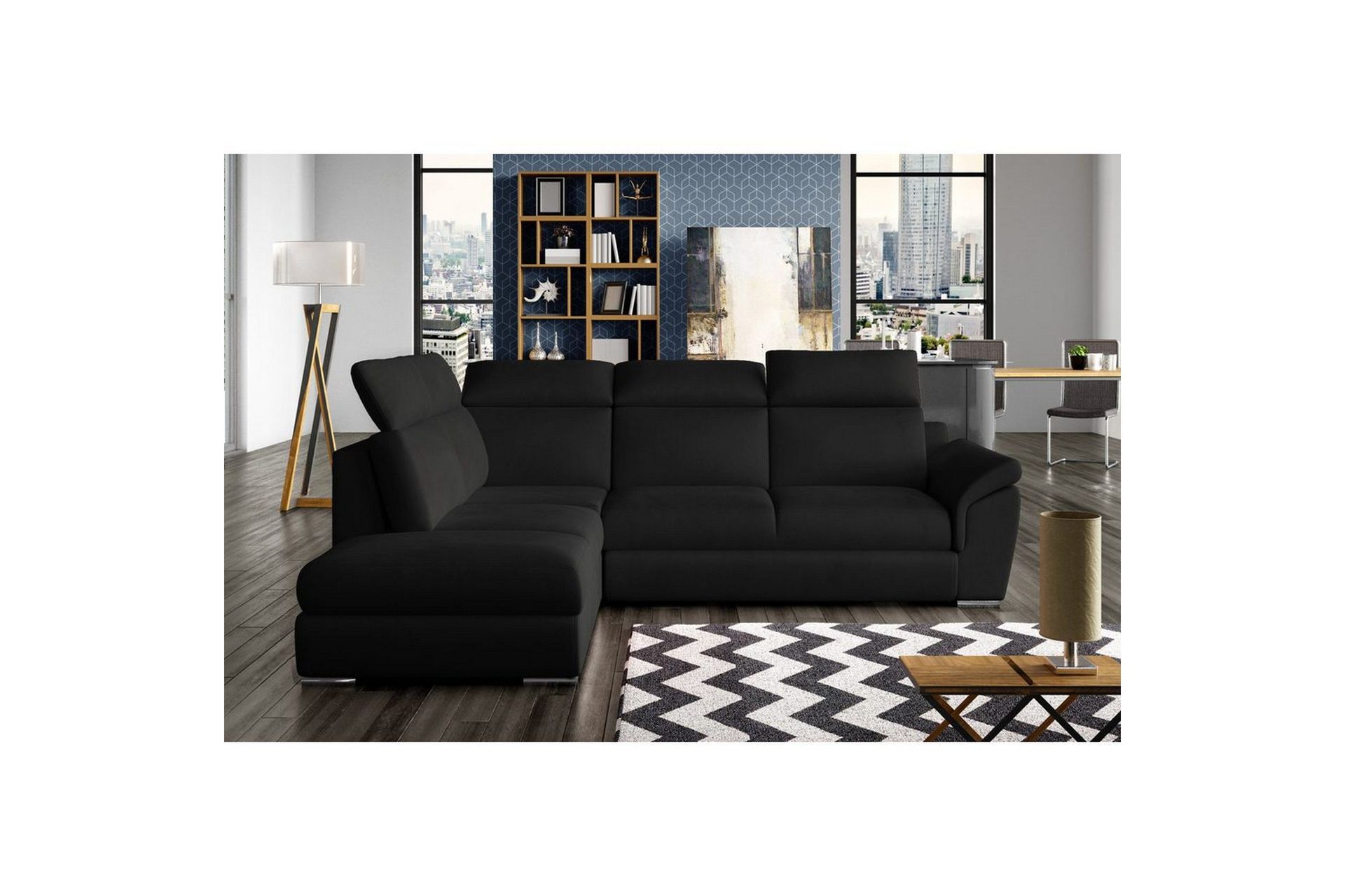 Seksjon Eltap Loreto 260x210x102 cm - Mat Velvet 99, Blå, Venstre