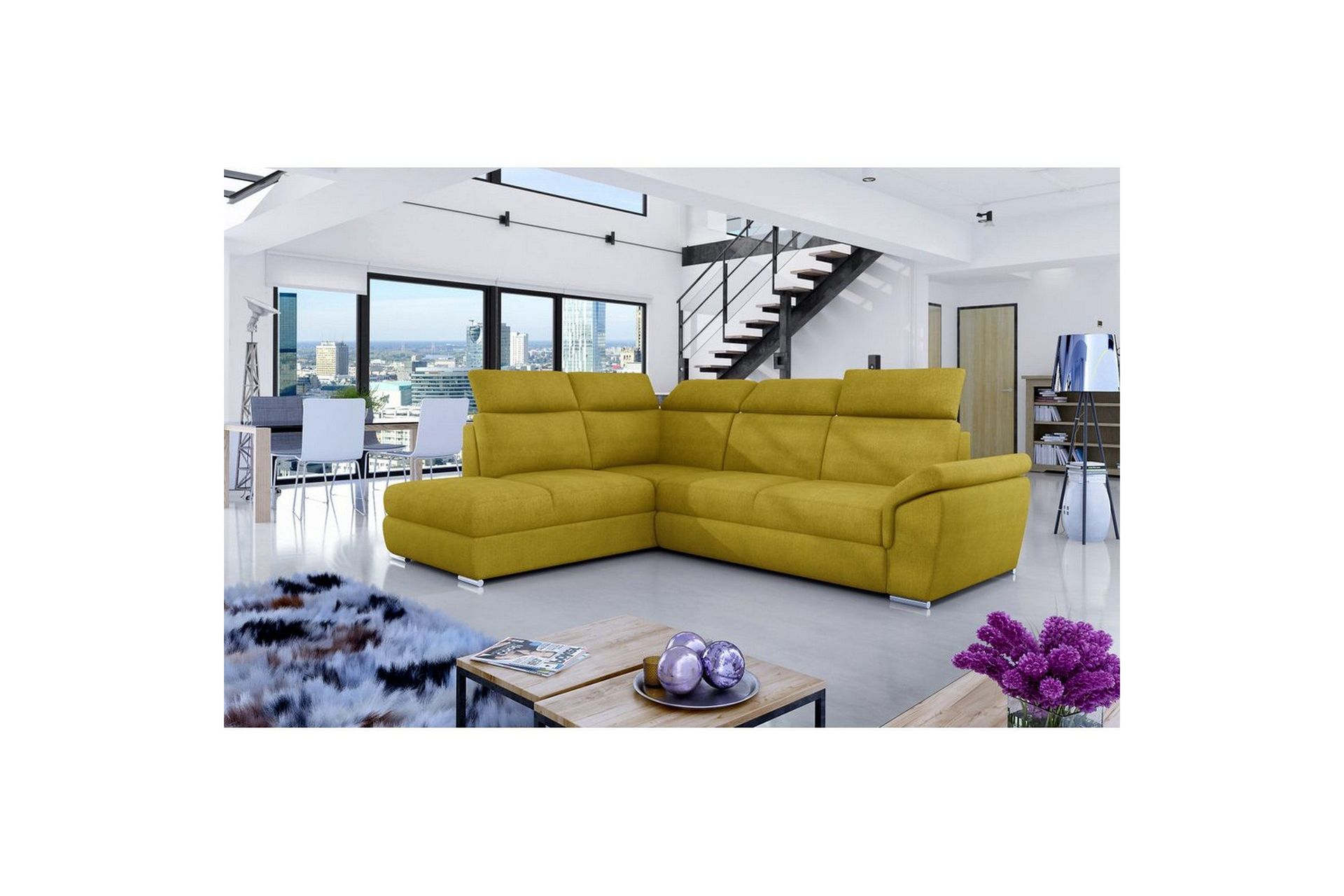 Seksjon Eltap Loreto 260x210x102 cm - Omega 68, Gul, Venstre