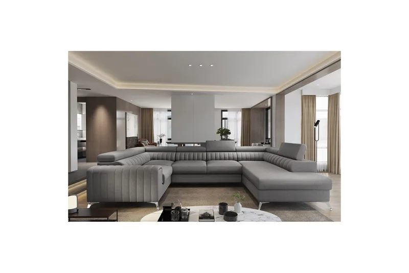 Seksjon Eltap Louis 347x202x92 cm, Flores 5, Grå, Høyre