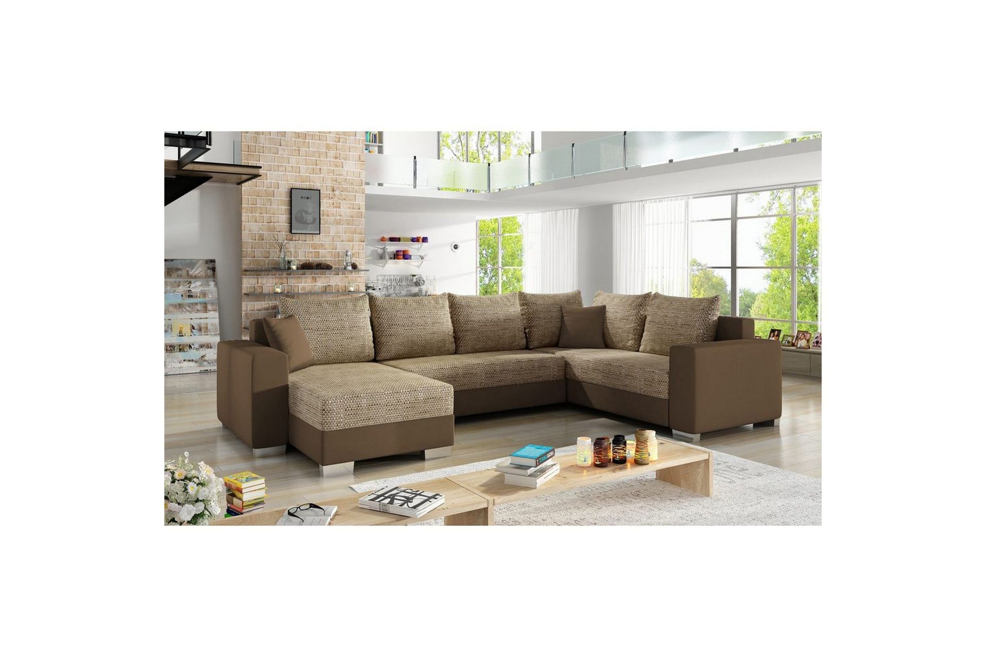 Seksjon Eltap Marco 312x210x92 cm - Berlin 03, Myk 15, Beige, Brun, Venstre