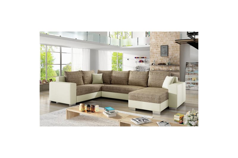 Seksjon Eltap Marco 312x210x92 cm - Berlin 03, Myk 33, Beige, Høyre - Møbler - Sofaer - Sovesofaer