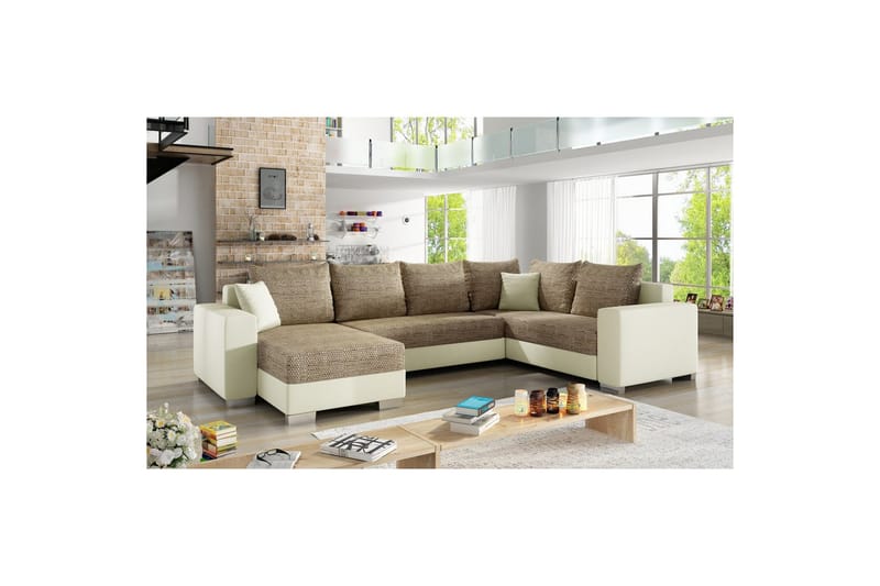 Seksjon Eltap Marco 312x210x92 cm - Berlin 03, Myk 33, Beige, Venstre - Møbler - Sofaer - Sovesofaer