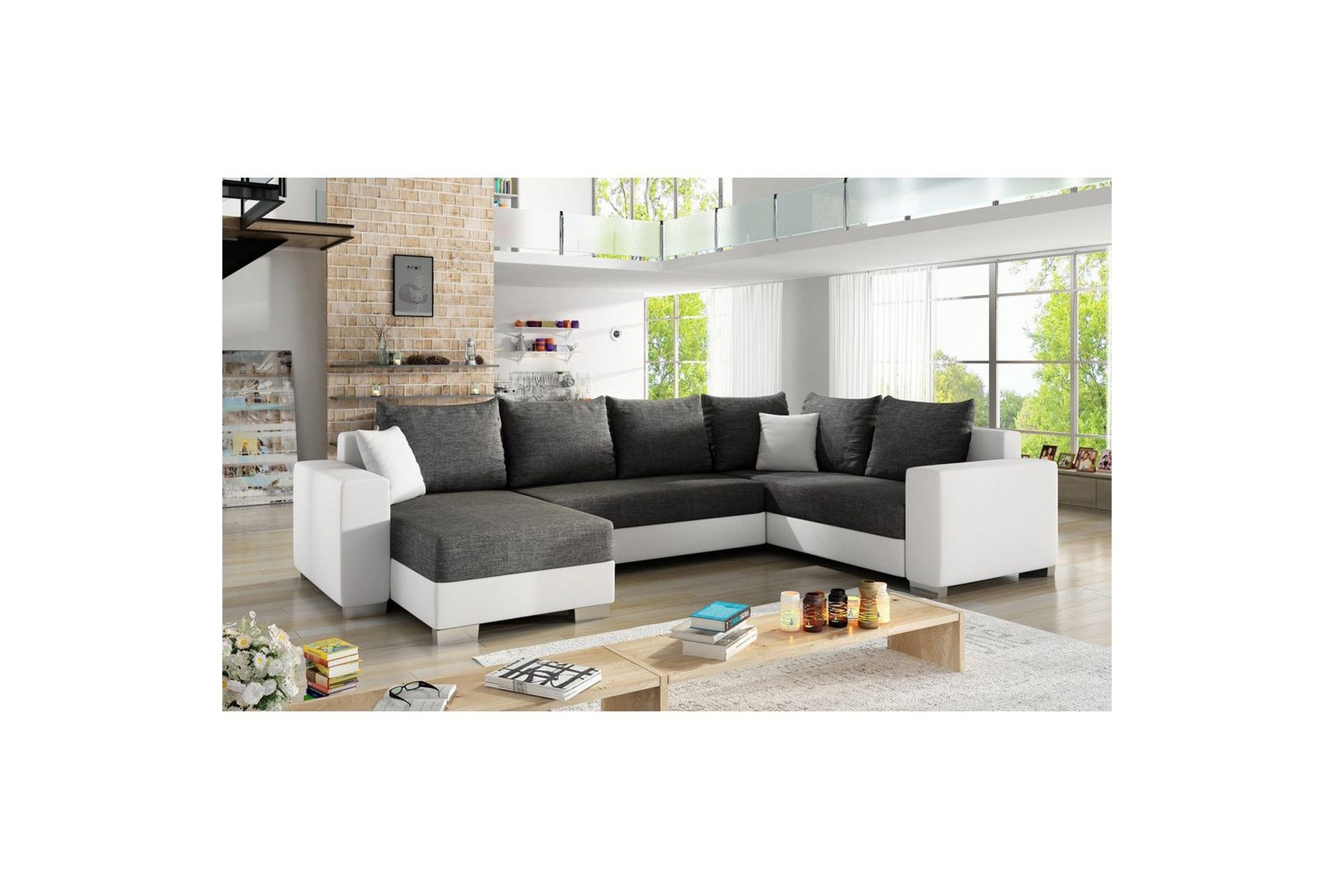 Seksjon Eltap Marco 312x210x92 cm - Sawana 05, Soft 17, Grå, Hvit, Venstre