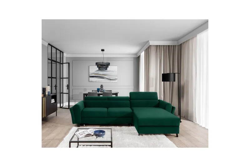 Seksjon Eltap Mariall 288x200x92 cm - Kronos 19, Mørk grønn, Høyre - Møbler - Sofaer - Sovesofaer