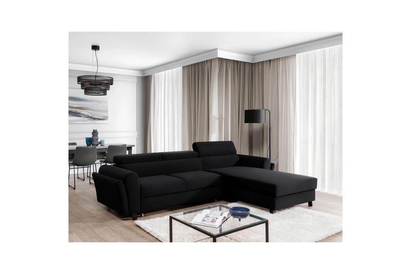 Seksjon Eltap Mariall 288x200x92 cm - Mat Velvet 99, Blå, Høyre - Møbler - Sofaer - Sovesofaer