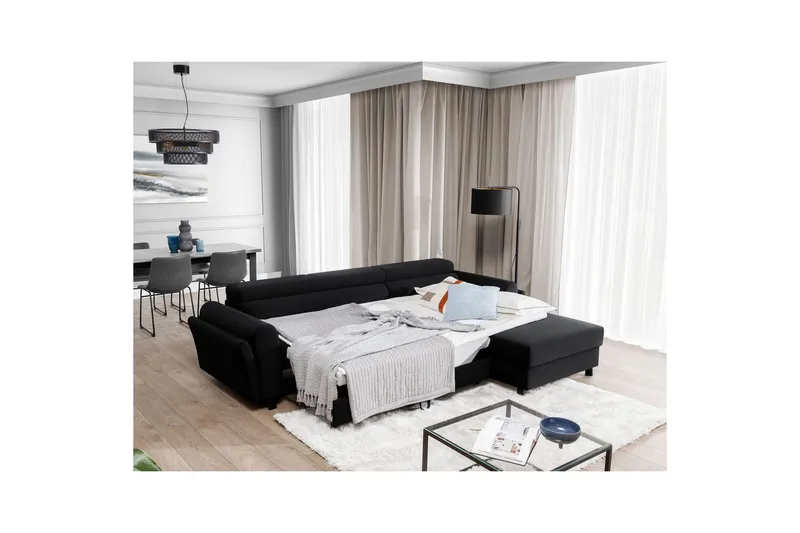 Seksjon Eltap Mariall 288x200x92 cm - Mat Velvet 99, Blå, Høyre - Møbler - Sofaer - Sovesofaer