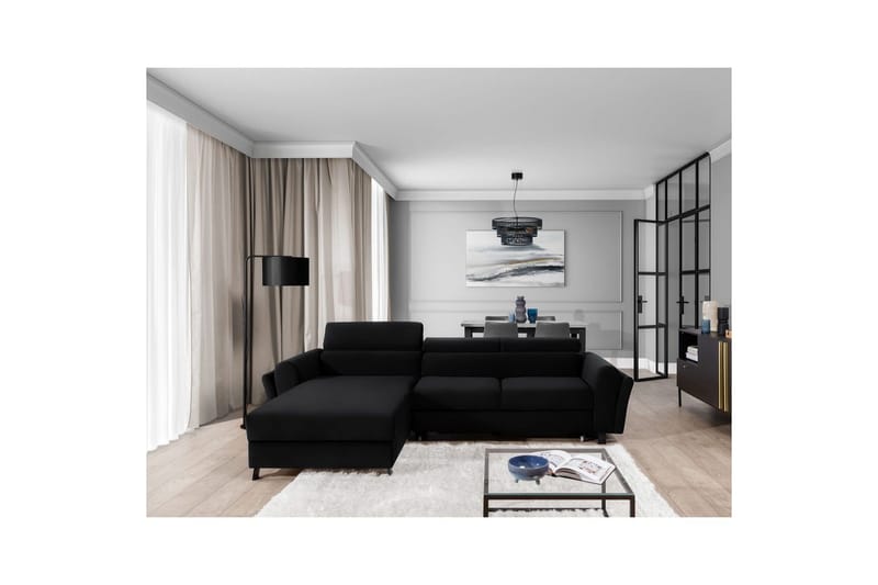 Seksjon Eltap Mariall 288x200x92 cm - Mat Velvet 99, Blå, Venstre - Møbler - Sofaer - Sovesofaer