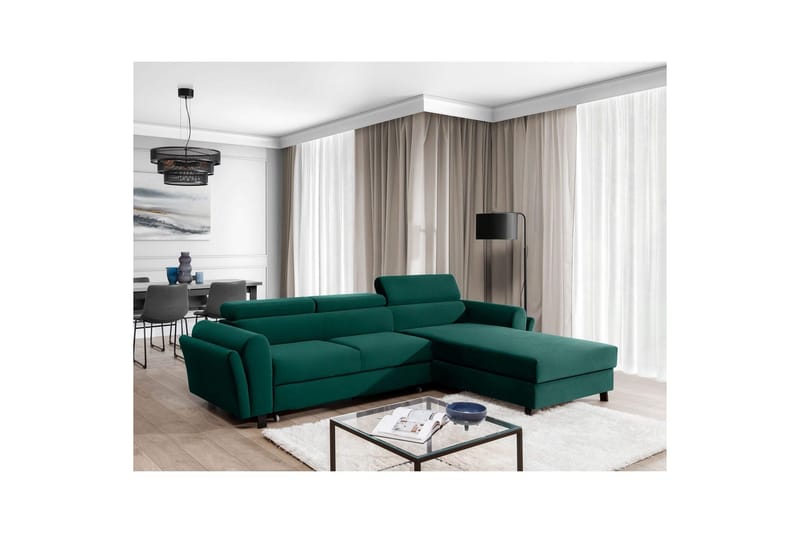 Seksjon Eltap Mariall 288x200x92 cm - Monolith 37, Grønn, Høyre - Møbler - Sofaer - Sovesofaer