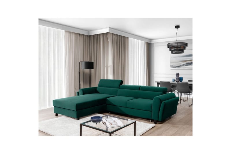 Seksjon Eltap Mariall 288x200x92 cm - Monolith 37, Grønn, Venstre - Møbler - Sofaer - Sovesofaer