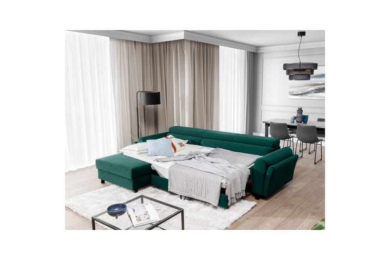 Seksjon Eltap Mariall 288x200x92 cm - Monolith 37, Grønn, Venstre - Møbler - Sofaer - Sovesofaer
