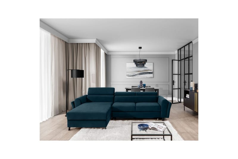 Seksjon Eltap Mariall 288x200x92 cm - Monolith 77, Blå, Venstre - Møbler - Sofaer - Sovesofaer