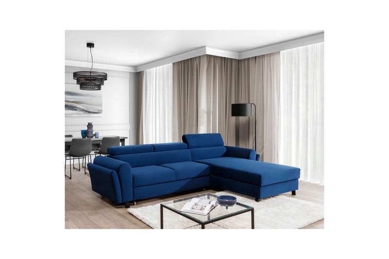 Seksjon Eltap Mariall 288x200x92 cm - Riviera 81, Blå, Høyre - Møbler - Sofaer - Sovesofaer