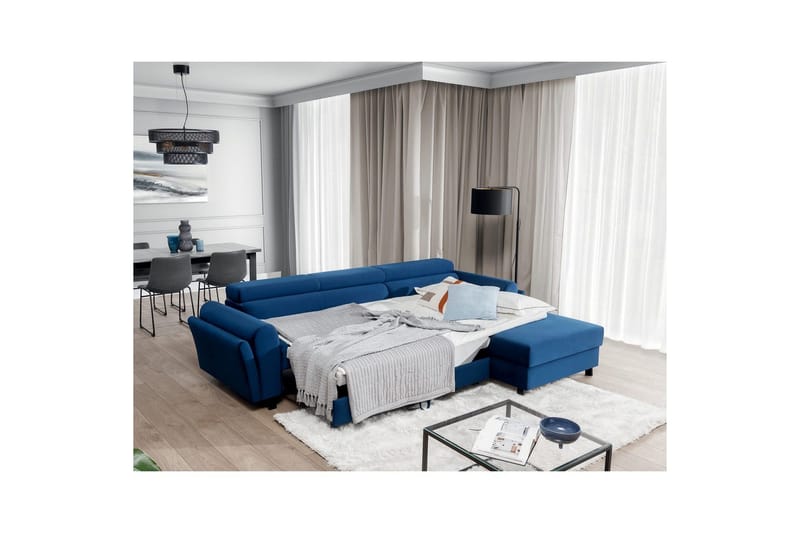 Seksjon Eltap Mariall 288x200x92 cm - Riviera 81, Blå, Høyre - Møbler - Sofaer - Sovesofaer