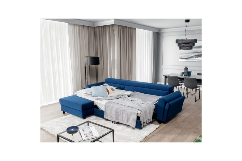 Seksjon Eltap Mariall 288x200x92 cm - Riviera 81, Blå, Venstre - Møbler - Sofaer - Sovesofaer