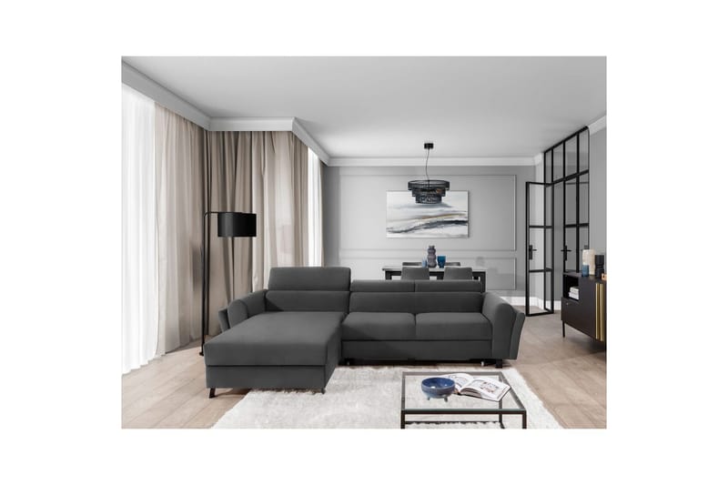 Seksjon Eltap Mariall 288x200x92 cm - Paros 06, Grå, Venstre - Møbler - Sofaer - Sovesofaer