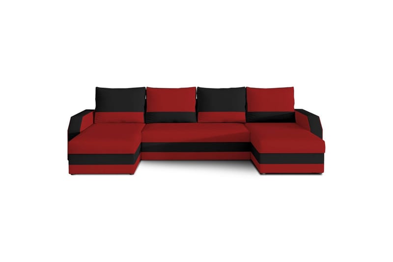 Seksjon Eltap Marion 312x143x88 cm - Alova 46, Alova 04, Rød, Svart - Møbler - Sofaer - Sovesofaer