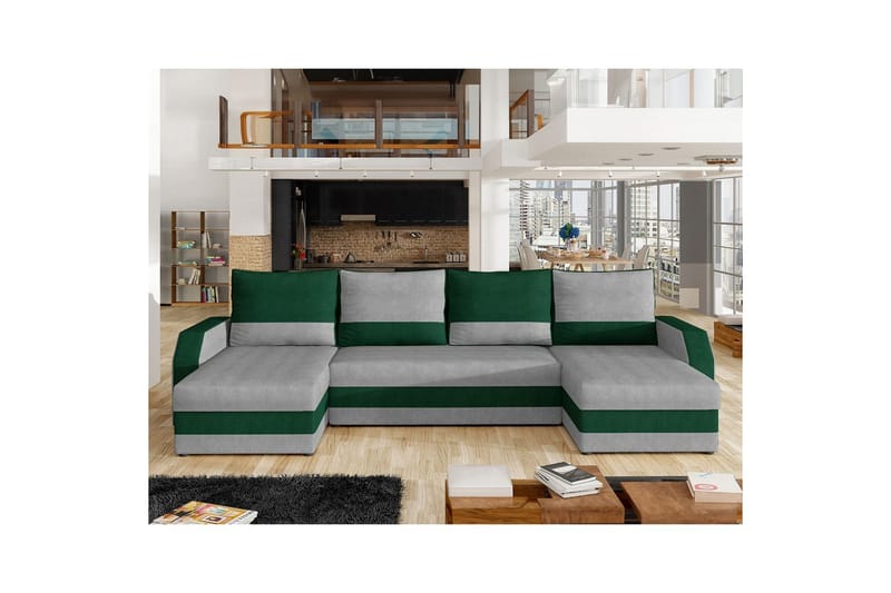 Seksjon Eltap Marion 312x143x88 cm - Paros 05, Kronos 19, Lys grå, Mørk grønn - Møbler - Sofaer - Sovesofaer