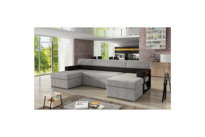 Seksjon Eltap Markos 310x159x90 cm - Berlin 01, Soft 11, Grå, Svart, Høyre - Møbler - Sofaer - Sovesofaer