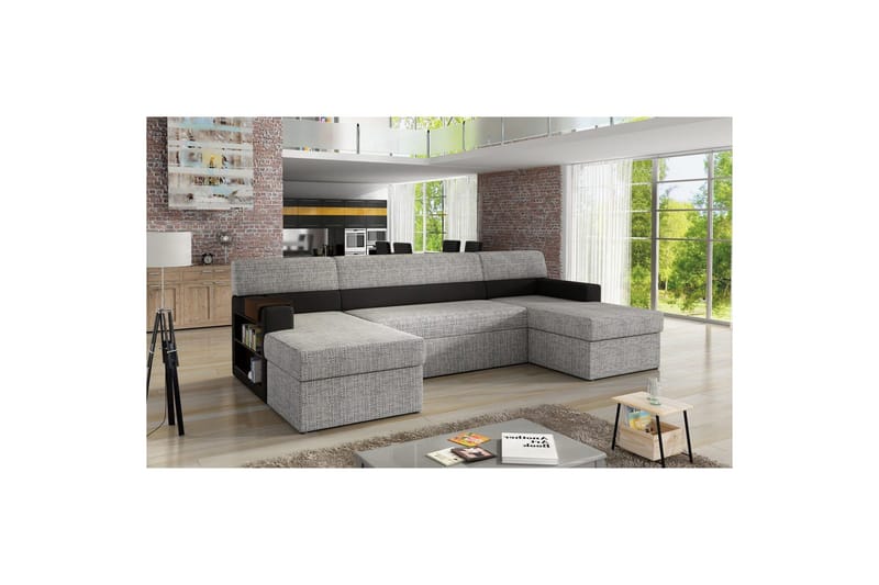 Seksjon Eltap Markos 310x159x90 cm - Berlin 01, Soft 11, Grå, Svart, Venstre - Møbler - Sofaer - Sovesofaer