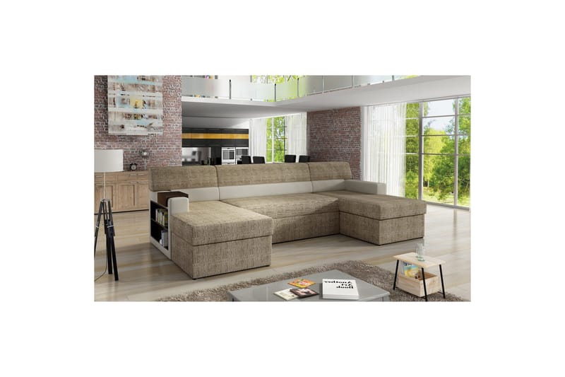Seksjon Eltap Markos 310x159x90 cm - Berlin 03, Myk 33, Beige, Venstre - Møbler - Sofaer - Sovesofaer