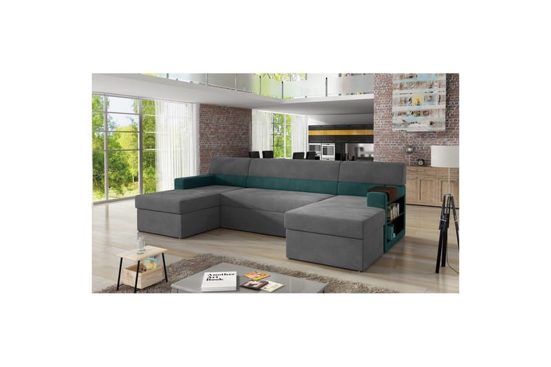 Seksjon Eltap Markos 310x159x90 cm, Mat Velvet 85, Mat Velvet 75, Grå, Grønn, H øyre