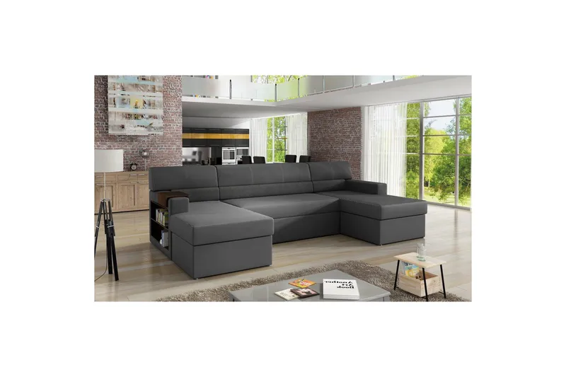 Seksjon Eltap Markos 310x159x90 cm - Soft 29, Dora 96, Grå, Sort, Venstre - Møbler - Sofaer - Sovesofaer