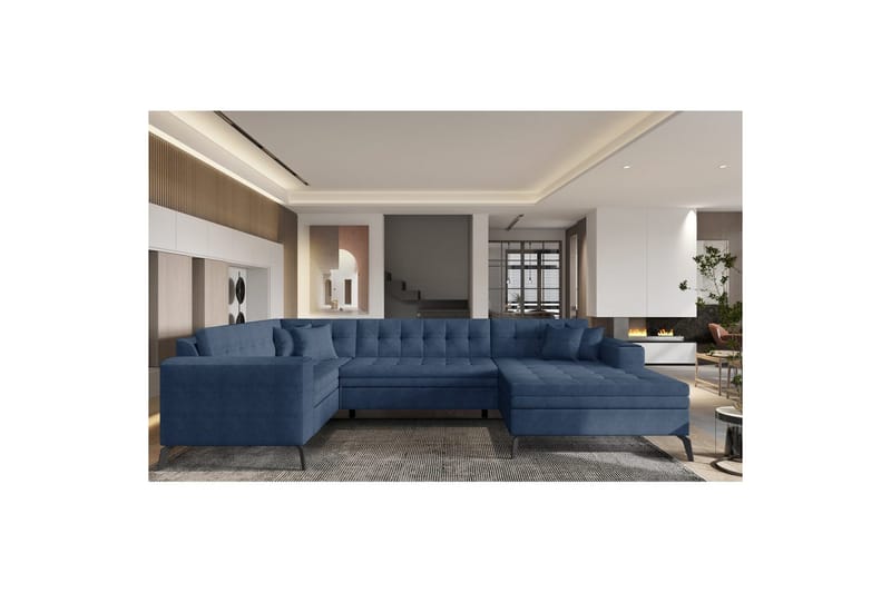 Seksjon Eltap Montez 340x180x93 cm - Gojo 40, Blå, Høyre - Møbler - Sofaer - Sovesofaer
