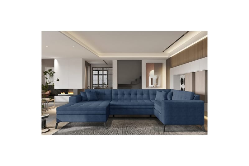 Seksjon Eltap Montez 340x180x93 cm - Gojo 40, Blå, Venstre - Møbler - Sofaer - Sovesofaer