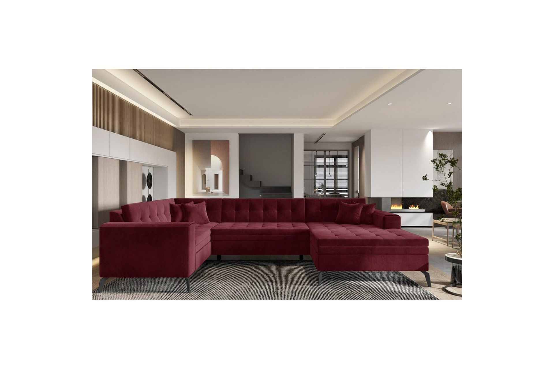 Seksjon Eltap Montez 340x180x93 cm - Loco 25, Rød, Høyre