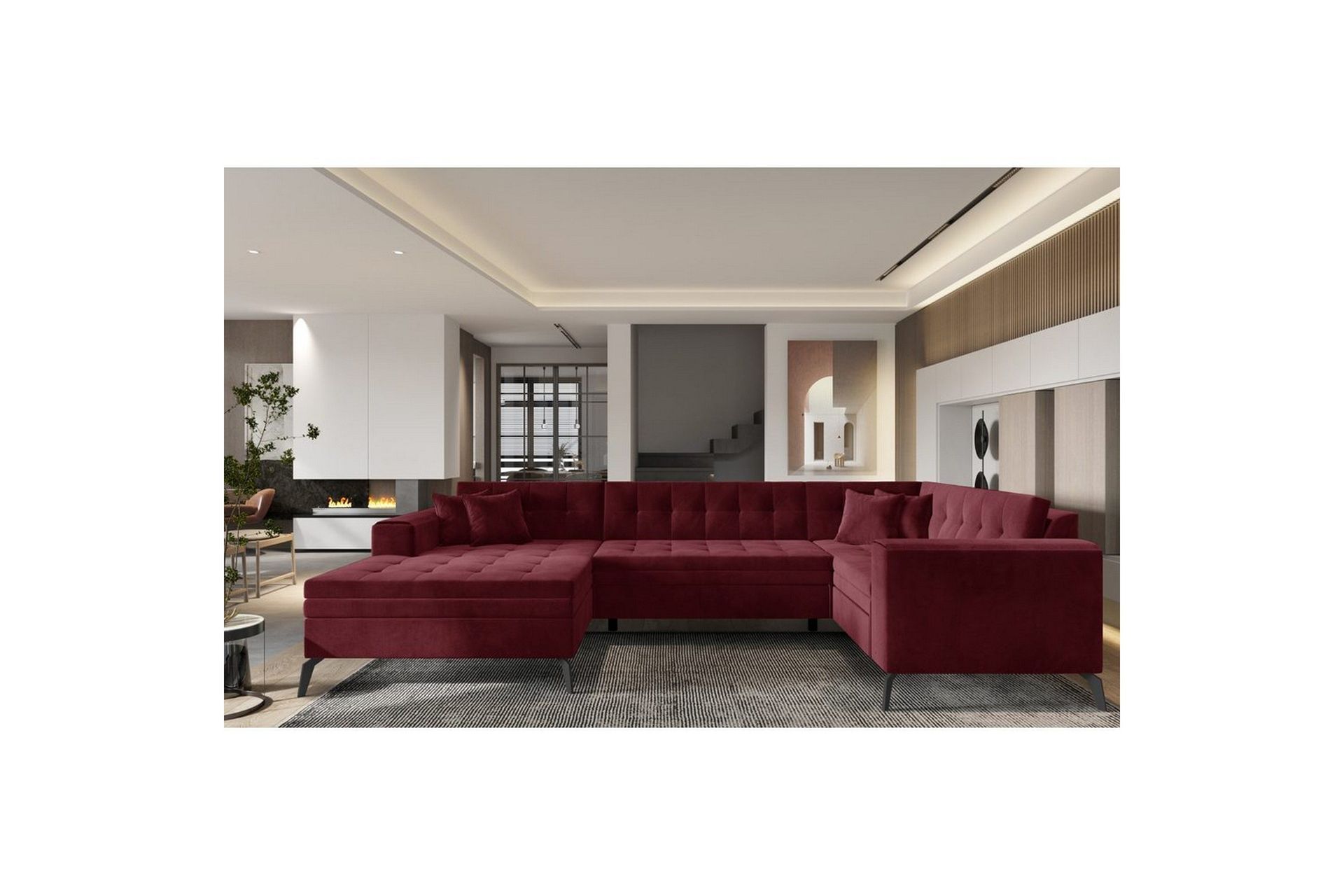 Seksjon Eltap Montez 340x180x93 cm - Loco 25, Rød, Venstre
