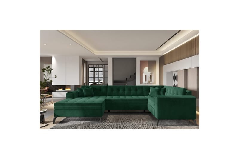Seksjon Eltap Montez 340x180x93 cm - Loco 35, Mørkegrønn, Venstre - Møbler - Sofaer - Sovesofaer