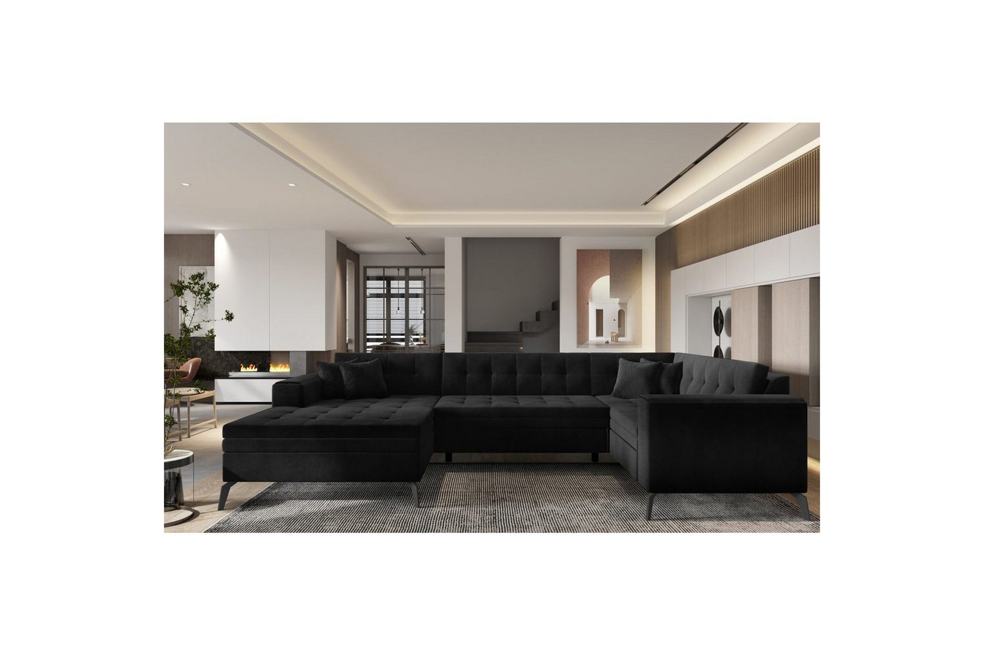 Seksjon Eltap Montez 340x180x93 cm - Lukso 10, Svart, Venstre
