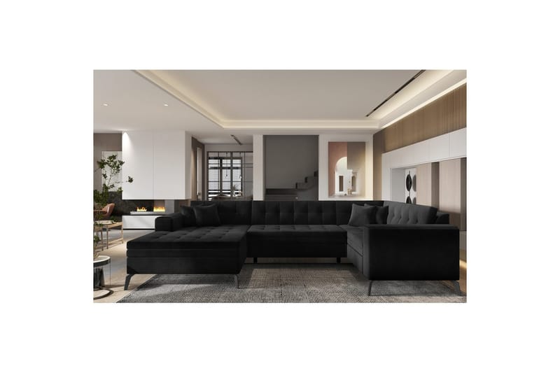 Seksjon Eltap Montez 340x180x93 cm - Lukso 10, Svart, Venstre - Møbler - Sofaer - Sovesofaer
