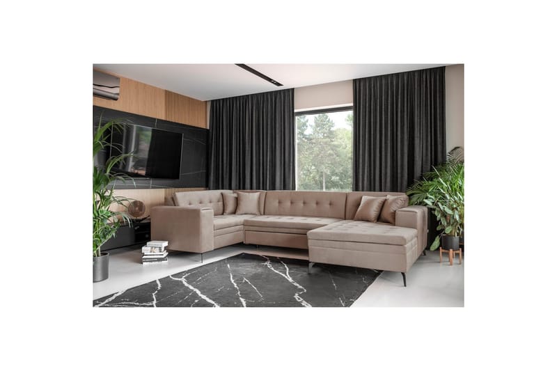 Seksjon Eltap Montez 340x180x93 cm - Nube 20, Beige, Høyre - Møbler - Sofaer - Sovesofaer