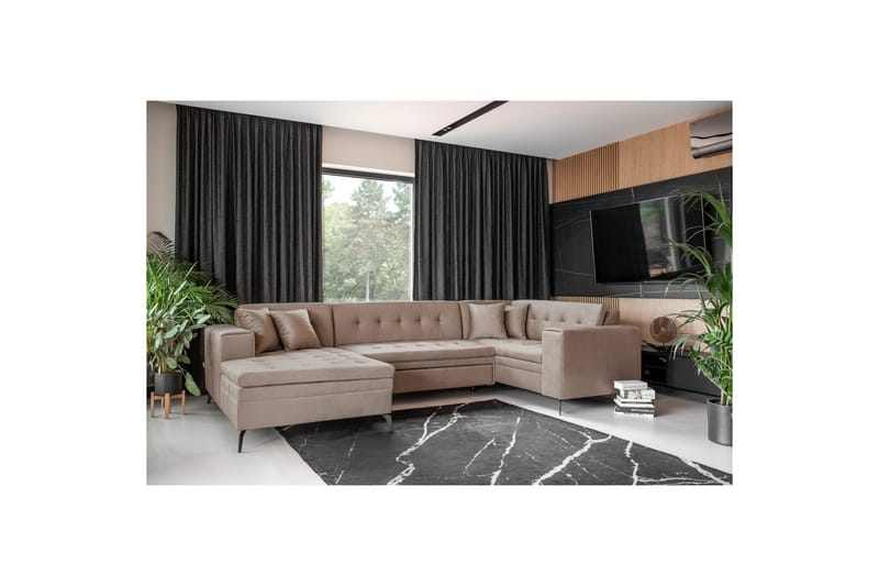 Seksjon Eltap Montez 340x180x93 cm, Nube 20, Beige, Venstre