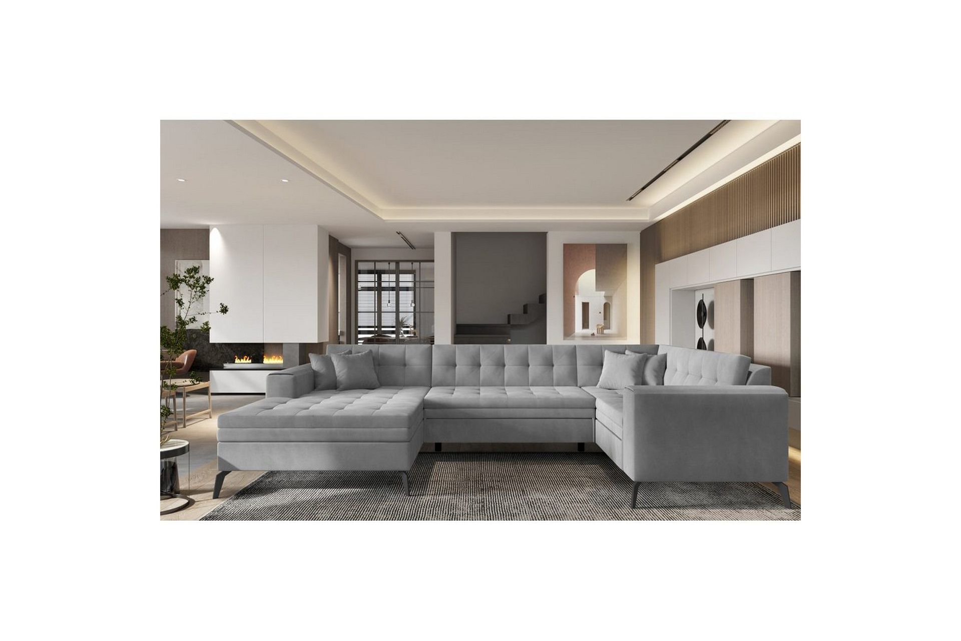 Seksjon Eltap Montez 340x180x93 cm - Nube 3, Lys Grå, Venstre